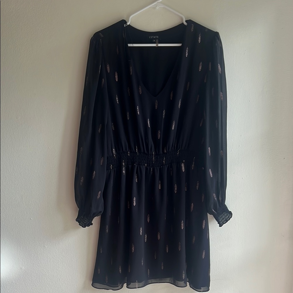 STATE Black Dress with Gold Accents